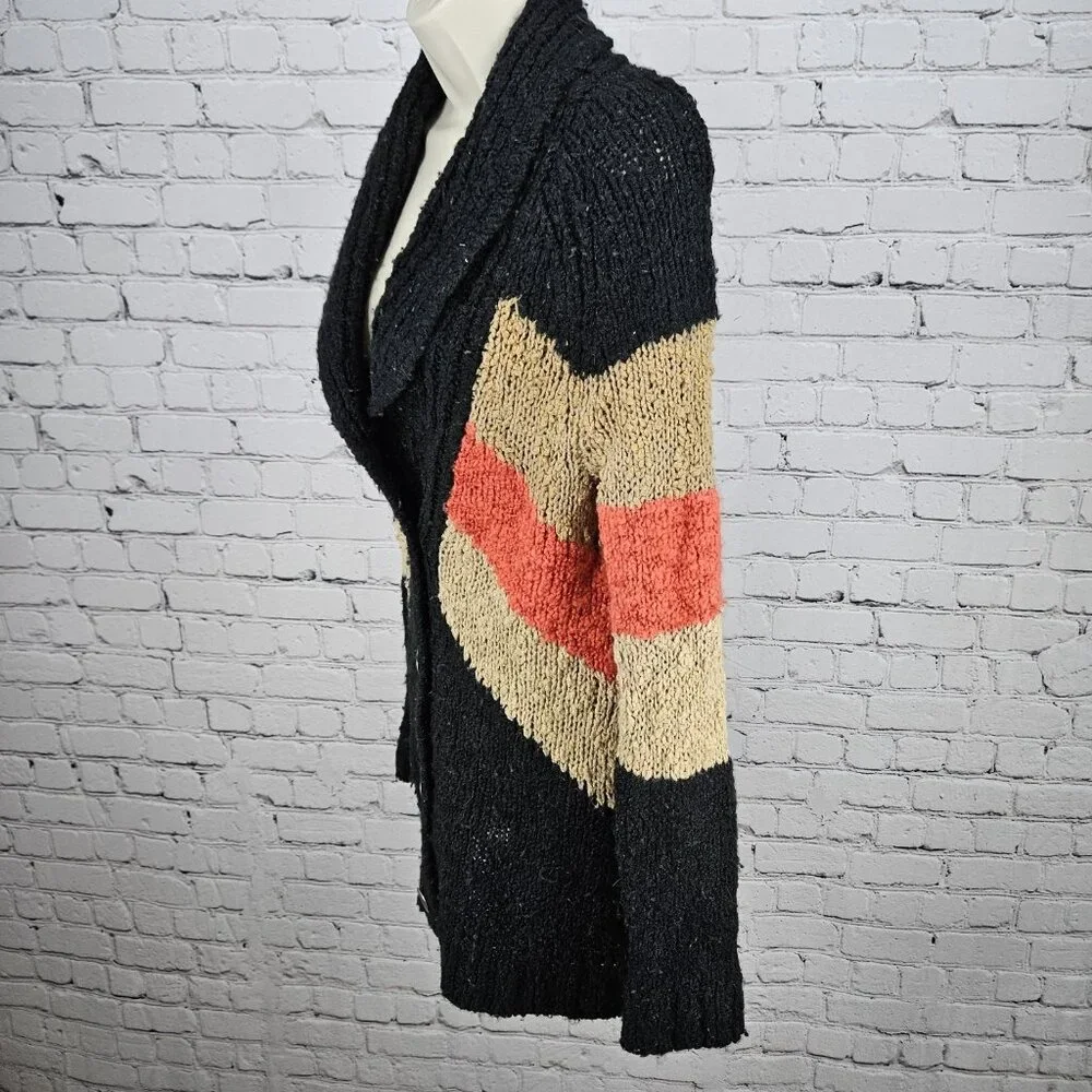 Free People Multicolor Wool Blend Shawl Collar Chunky Knit Cardigan Sweater S